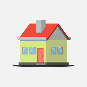 房子图标在平面风格建筑房子家庭壁炉形象