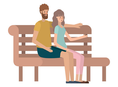 夫妇坐在公园椅子头像字符