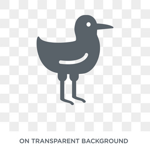 海鸥图标。 时尚的平面矢量海鸥图标透明背景从动物收藏。 高品质填充海鸥符号用于网络和移动