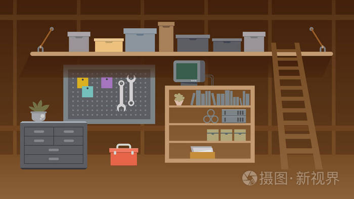地下室车间室内插图.工作插画-正版商用图片17bj6e-摄图新视界