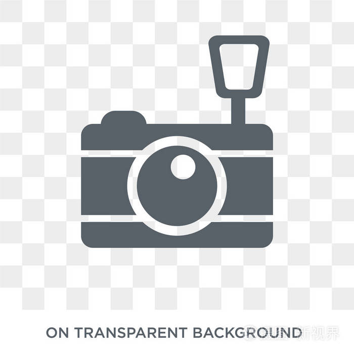 相机图标. 时尚的平面矢量相机图标透明背景上的电子设备收集.