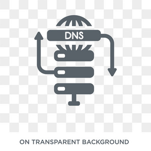 DNS图标。 时尚的平面矢量DNS图标在透明的背景上从网络托管收集。 高品质填充DNS符号用于Web和移动