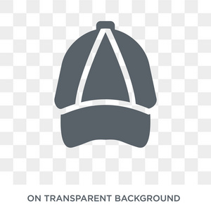 棒球帽图标。棒球帽设计理念来自收藏。透明背景上的简单元素矢量插图。