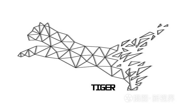 从多边形跳虎抽象形式.