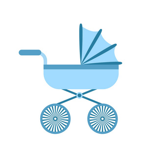 婴儿推车孤立在白色背景上。 儿童婴儿车婴儿车矢量插图