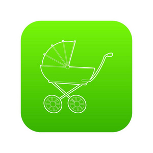 婴儿马车图标绿色矢量