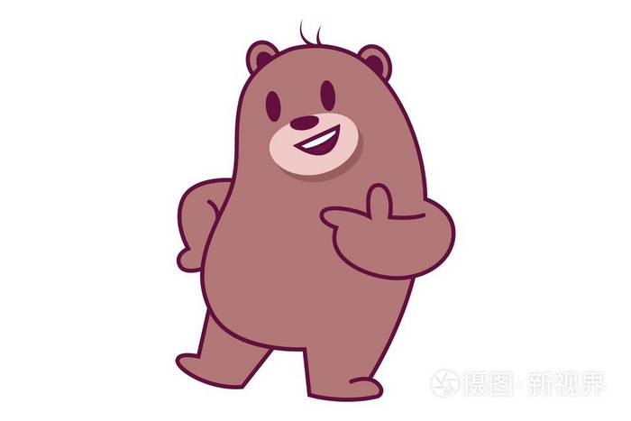 矢量卡通插图可爱熊快乐孤立在白色背景上