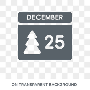 12月25日图标。 12月25日圣诞系列设计理念。 透明背景上的简单元素矢量插图。