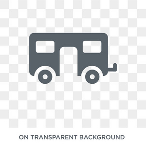 拖车图标。 马戏团收藏的拖车设计理念。 透明背景上的简单元素矢量插图。