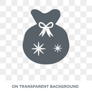 圣诞节圣诞袋图标。 圣诞圣诞圣诞包设计理念来自圣诞节收藏。 透明背景上的简单元素矢量插图。