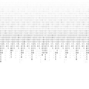 下降二进制代码背景。 数字技术壁纸。 矢量图形插图。