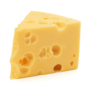 白色背景切口分离的奶酪块