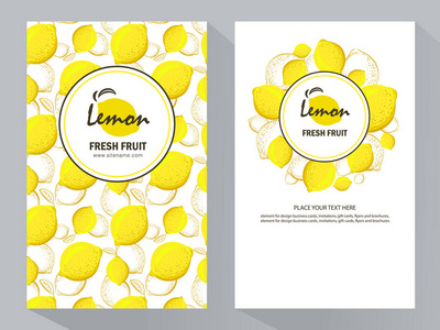 柠檬的包装模板设计。矢量插图柠檬竖横幅..