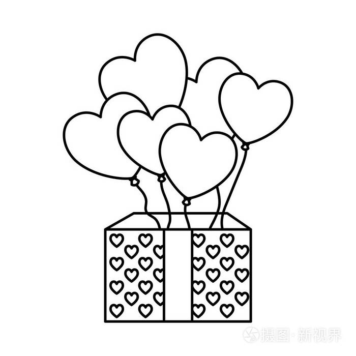礼物与气球氦的礼品盒插画-正版商用图片17ft7q-摄图