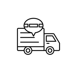 送货卡车交通堵塞图标。 装运延误说明。 简单的轮廓矢量符号设计。