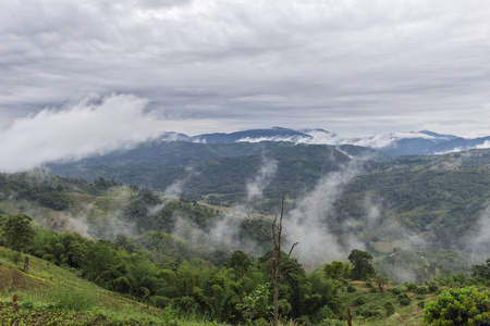 雾和云山谷风景, 泰国