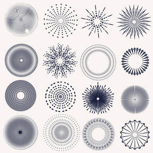 用于设计的矢量太阳爆发的集合