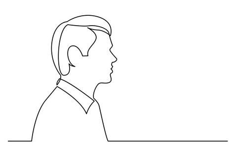 人白色背景肖像上孤立的连续线绘制