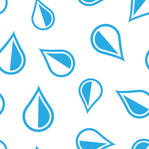 水滴图标无缝图案背景。 雨滴矢量插图。 液滴水滴符号图案。
