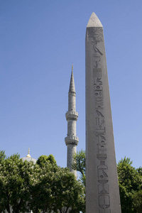 苏丹清真寺蓝色清真寺尖塔和方尖塔