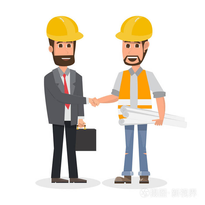 建筑师工头工程建筑工人的不同性格. 矢量插图卡通人物设计