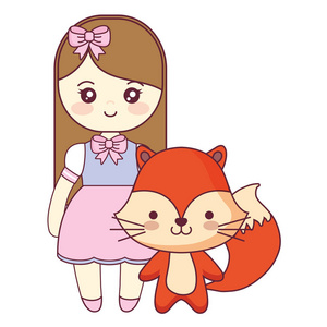 可爱和小狐狸与女孩