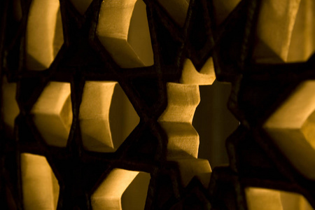 奥斯曼清真寺内黄灯和装饰品手工制作