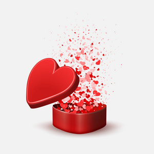 组成一个红色的盒子和很多的心