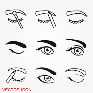 眉毛图标。 眉毛纹身。 标志插图矢量标志符号设计