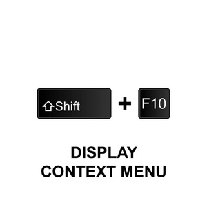 键盘快捷键显示上下文菜单图标。 可用于网页标志，移动应用程序，UI，UX在白色背景