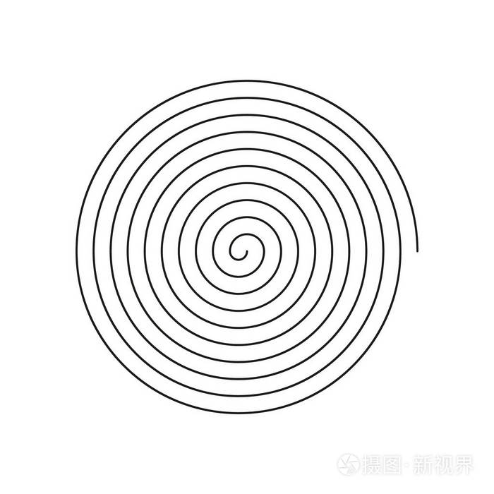 矢量简单线条艺术直线螺旋图标黑白
