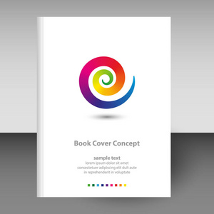 矢量封面日记或笔记本精装格式A4版面小册子概念全彩色光谱彩虹彩色螺旋设计元素