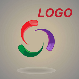 标志与文字在绘图上的标志，以圆圈的形式多种颜色。 有一个阴影标志的新公司，一个标志的新机构，一个新的项目。