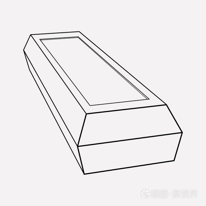 说明在干净的背景上隔离的棺材图标线