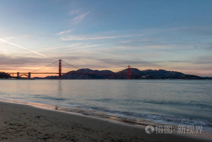 海滩和金门海滩日落旧金山加州美国