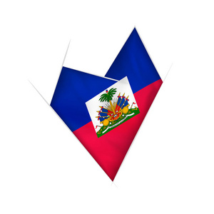 用海地国旗勾勒出弯曲的心图片