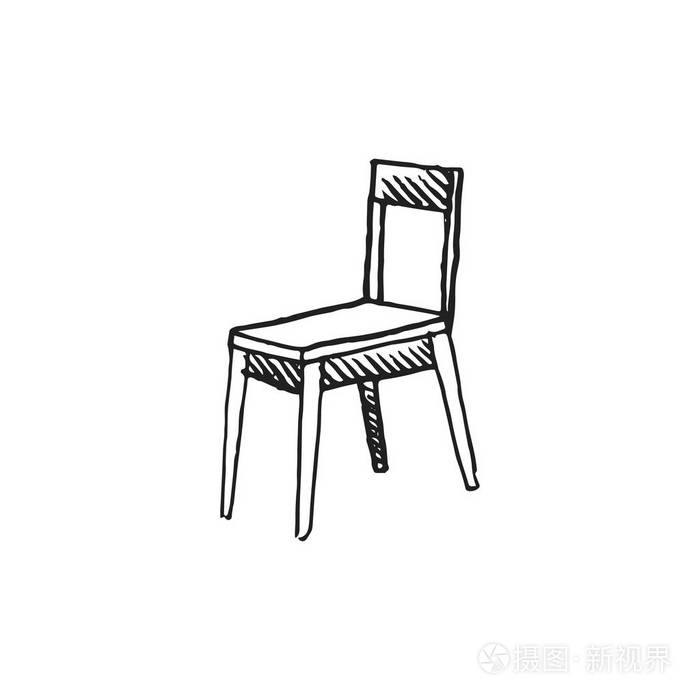 椅子涂鸦素描隔离在白色背景上