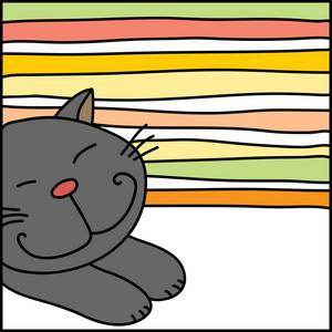 向量平的手绘的动画片睡觉的猫