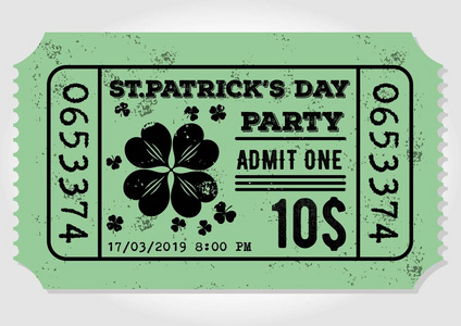 s Day party celebration invitation, ticket, admit one. Vintage s