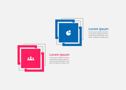 摘要信息模板与两个步骤的成功。 业务模板与两个选项的小册子图，工作流网页设计。