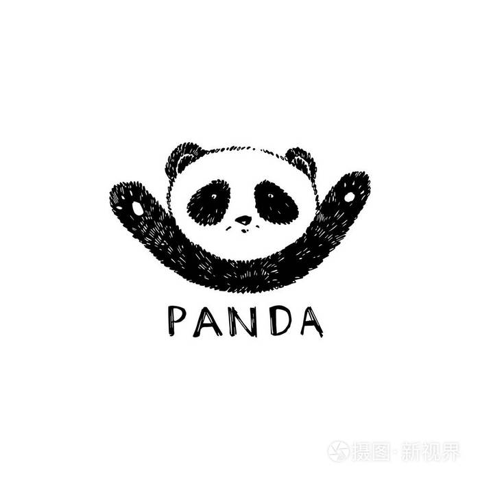 手绘熊猫在白色查出的向量例证熊猫标志设计灵感