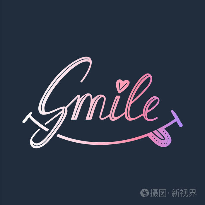 微笑励志的手用心画字母文本