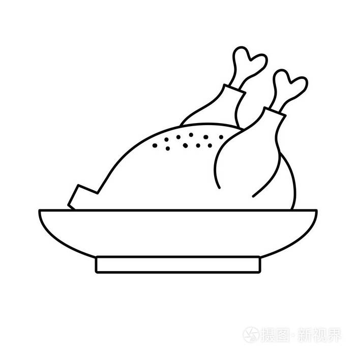 线上美味的鸡肉食品天然营养矢量插图