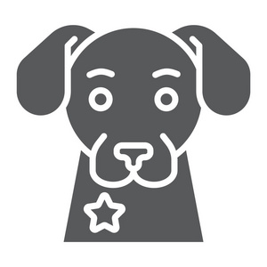 警犬标志图标, 守卫和宠物, 动物标志, 矢量图形, 在白色背景的固体图案