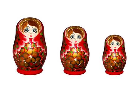 俄罗斯筑巢娃娃孤立在白色背景上。