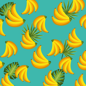 美味和异国情调的香蕉水果背景矢量插图
