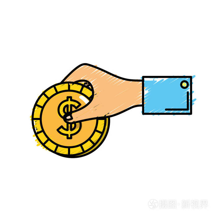 商人手中的硬币现金钱矢量插图插画-正版商用图片17ma5k-摄图新视界
