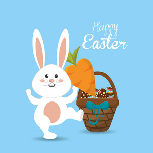 快乐复活节兔子日图标图像矢量插图