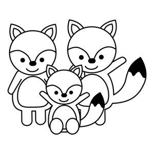 可爱的家庭狐狸动物卡通图片