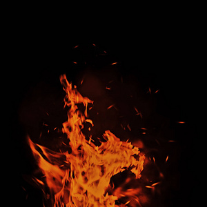 老式抽象火焰与火粒子余烬在孤立的背景。